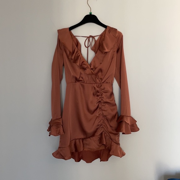 MAJORELLE Nelly Mini Dress in Terracotta Brown XS - Picture 10 of 14